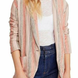 NEW Free People Simply Stripe Linen Blend Blazer sz. L 🍁🍂
